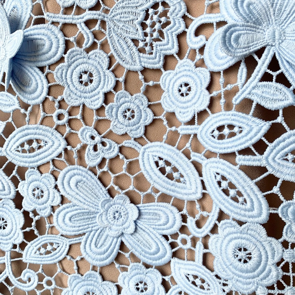 ❌SOLD❌ SELF-PORTRAIT Pale Blue Floral Guipure Lace Long Sleeve Dress - Picture 7 of 10